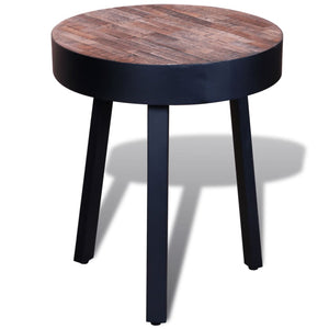 vidaXL End Table Round Reclaimed Teak Wood