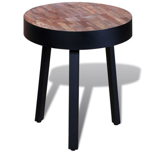 vidaXL End Table Round Reclaimed Teak Wood