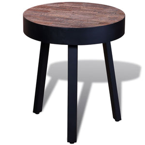 vidaXL End Table Round Reclaimed Teak Wood