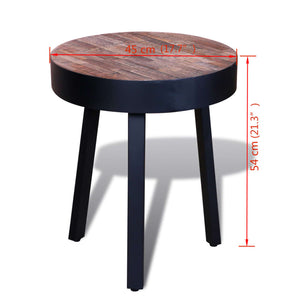 vidaXL End Table Round Reclaimed Teak Wood