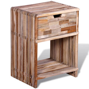 vidaXL Nightstand with Drawer Reclaimed Teak Wood