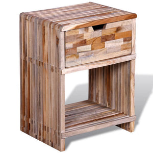 vidaXL Nightstand with Drawer Reclaimed Teak Wood