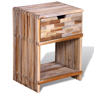 vidaXL Nightstand with Drawer Reclaimed Teak Wood