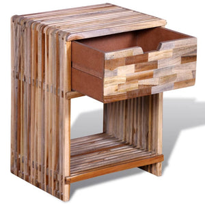 vidaXL Nightstand with Drawer Reclaimed Teak Wood