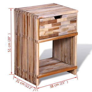 vidaXL Nightstand with Drawer Reclaimed Teak Wood