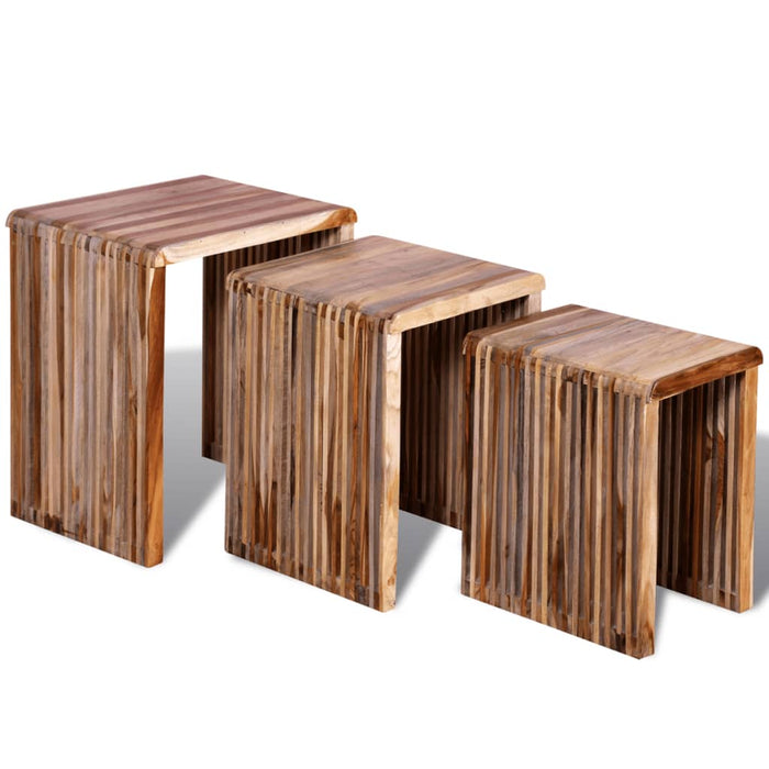 vidaXL Nesting Table Set 3 Pieces Reclaimed Teak