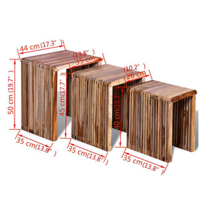 vidaXL Nesting Table Set 3 Pieces Reclaimed Teak