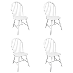 vidaXL Dining Chairs 4 pcs White Solid Rubber Wood