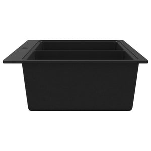 Overmount Kitchen Sink Double Basin Granite Black