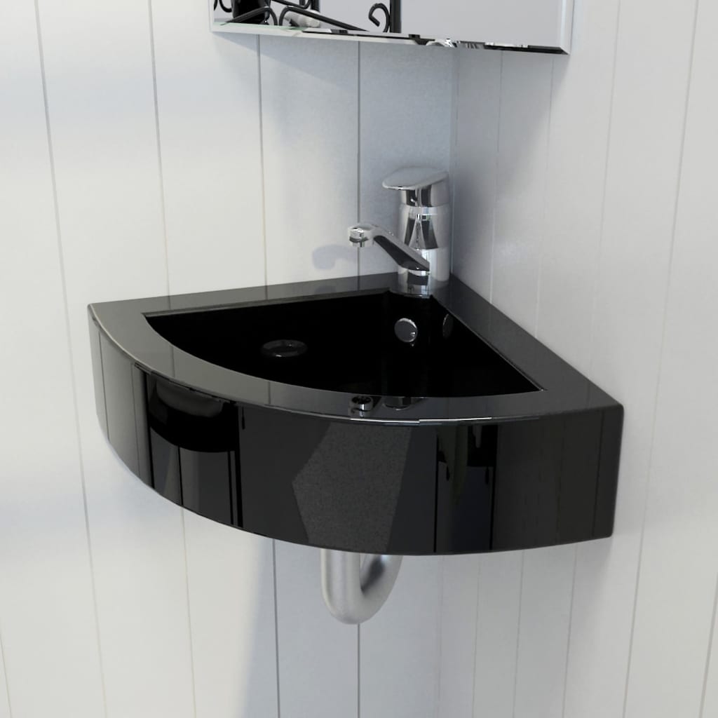 vidaXL Wash Basin with Overflow 45x32x12.5 cm Black