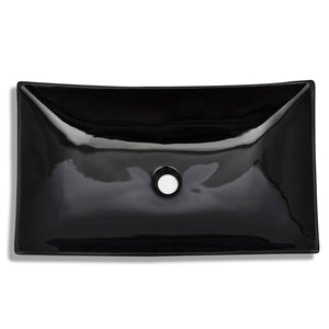 Ceramic Bathroom Sink Basin Black Rectangular