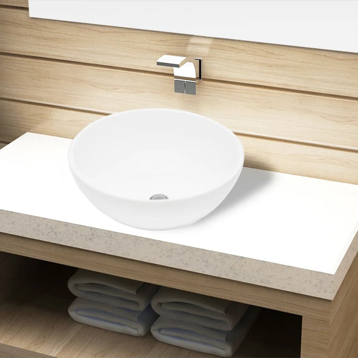 Ceramic Bathroom Sink Basin White Round