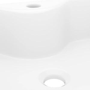 Ceramic Bathroom Sink Basin with Faucet Hole White Square