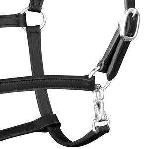 Real Leather Headcollar Stable Halter Adjustable Black Full