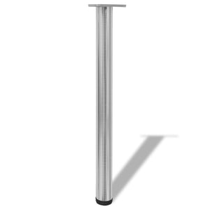 4 Height Adjustable Table Legs Brushed Nickel 710 mm