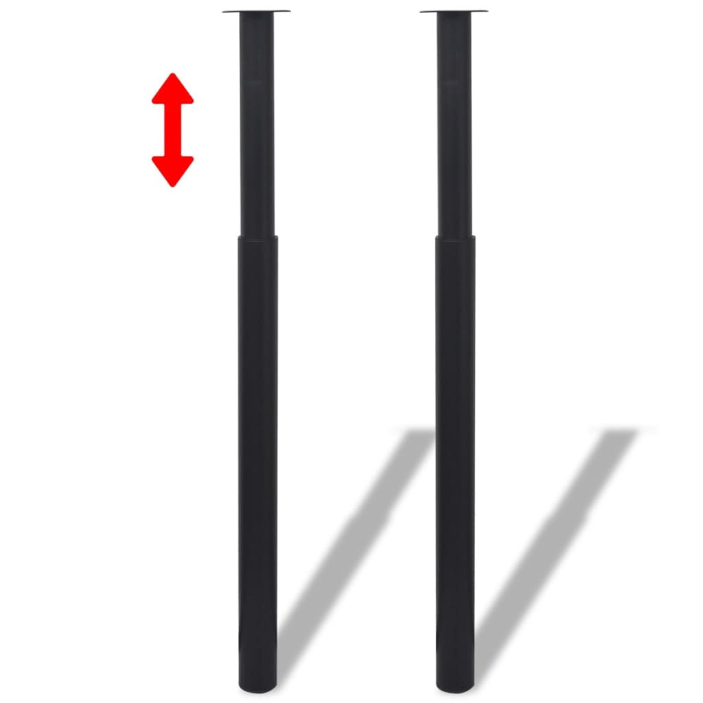 2 Telescopic Table Legs Black 710 mm-1100 mm