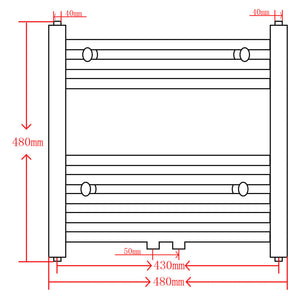 Black Bathroom Central Heating Towel Rail Radiator Straight 480x480mm