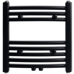 Black Bathroom Central Heating Towel Rail Radiator Curve 480x480mm