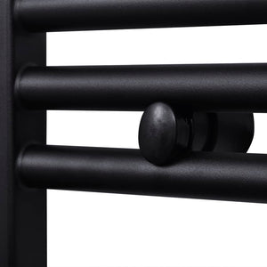 Black Bathroom Central Heating Towel Rail Radiator Curve 480x480mm