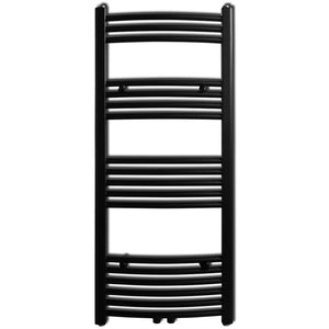 Black Bathroom Central Heating Towel Rail Radiator Curve 500x1160mm