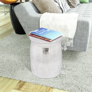 vidaXL Hammered Aluminium Stool/Side Table Silver