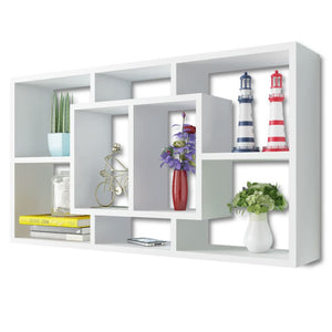 vidaXL Floating Wall Display Shelf 8 Compartments White