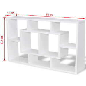 vidaXL Floating Wall Display Shelf 8 Compartments White