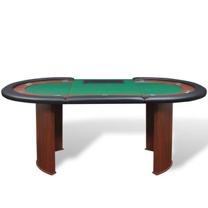 vidaXL 10-Player Poker Table with Dealer Area and Chip Tray Green