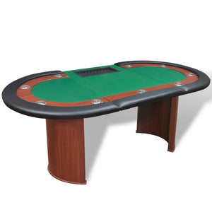 vidaXL 10-Player Poker Table with Dealer Area and Chip Tray Green