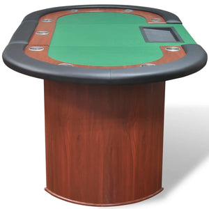 vidaXL 10-Player Poker Table with Dealer Area and Chip Tray Green