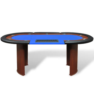 vidaXL 10-Player Poker Table with Dealer Area and Chip Tray Blue