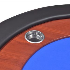 vidaXL 10-Player Poker Table with Dealer Area and Chip Tray Blue