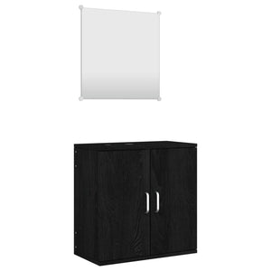 vidaXL 2 Piece Bathroom Furniture Set Black Engineered Wood