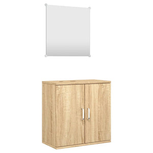 vidaXL 2 Piece Bathroom Furniture Set Oak Engineered Wood