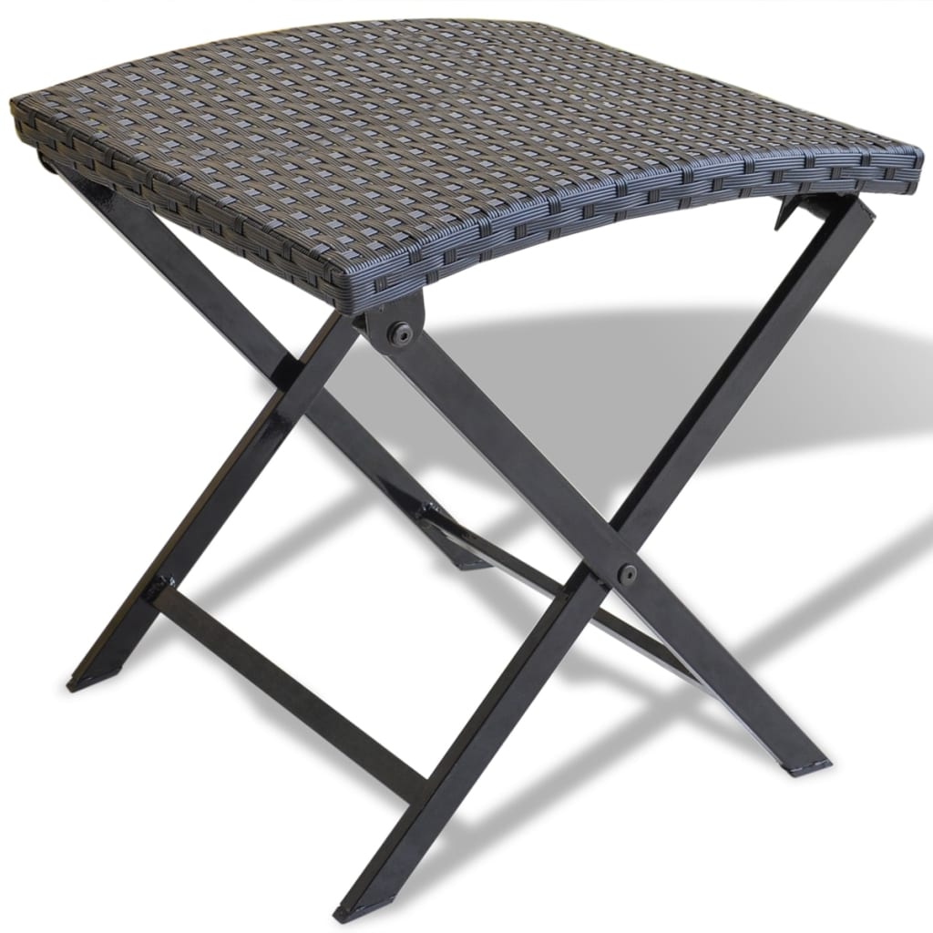 vidaXL Folding Stool Poly Rattan Black