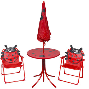 vidaXL 3 Piece Kids' Garden Bistro Set with Parasol Red