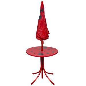 vidaXL 3 Piece Kids' Garden Bistro Set with Parasol Red