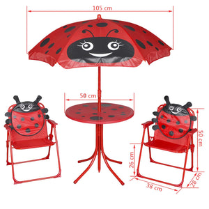 vidaXL 3 Piece Kids' Garden Bistro Set with Parasol Red