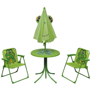 vidaXL 3 Piece Kids' Garden Bistro Set with Parasol Green