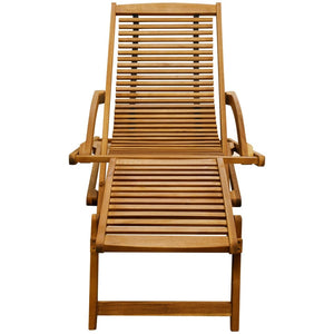 vidaXL Deck Chair with Footrest Solid Acacia Wood