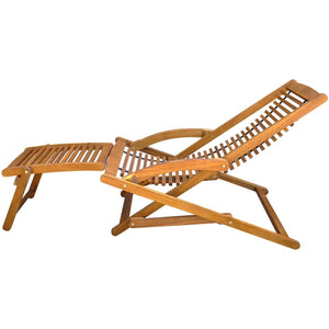 vidaXL Deck Chair with Footrest Solid Acacia Wood