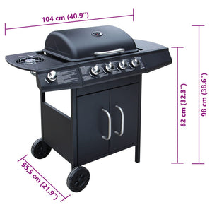 vidaXL Gas Barbecue Grill 4+1 Cooking Zone Black