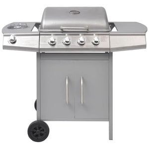 vidaXL Gas Barbecue Grill 4+1 Cooking Zone Silver