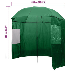 vidaXL Fishing Umbrella Green 240x210 cm