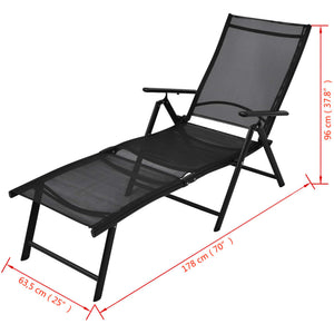 vidaXL Folding Sun Lounger Aluminium Black