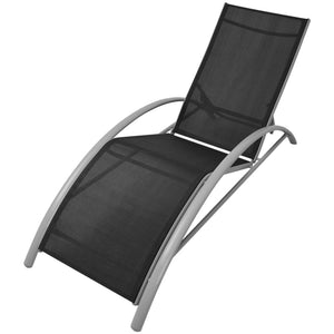 vidaXL Sun Loungers with Table Aluminium Black