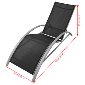 vidaXL Sun Loungers with Table Aluminium Black