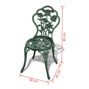 vidaXL 3 Piece Bistro Set Cast Aluminium Green