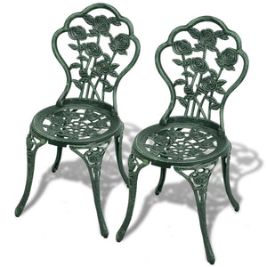 vidaXL 3 Piece Bistro Set Cast Aluminium Green