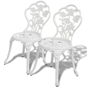 vidaXL 3 Piece Bistro Set Cast Aluminium White